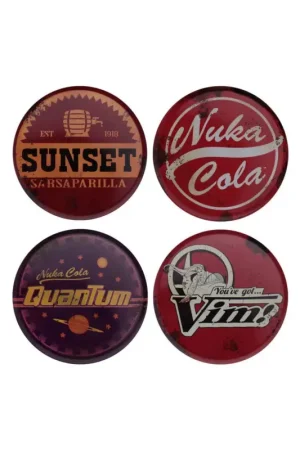 Fallout Pack 4 Metal Drinks Coasters Korting