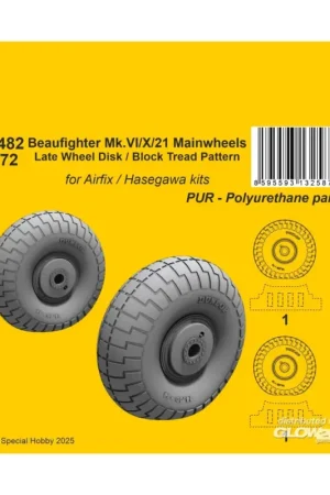 Weekendaanbieding Beaufighter Mk.VI/X/21 Mainwheels - Late Wheel Disk Block Tread Pattern
