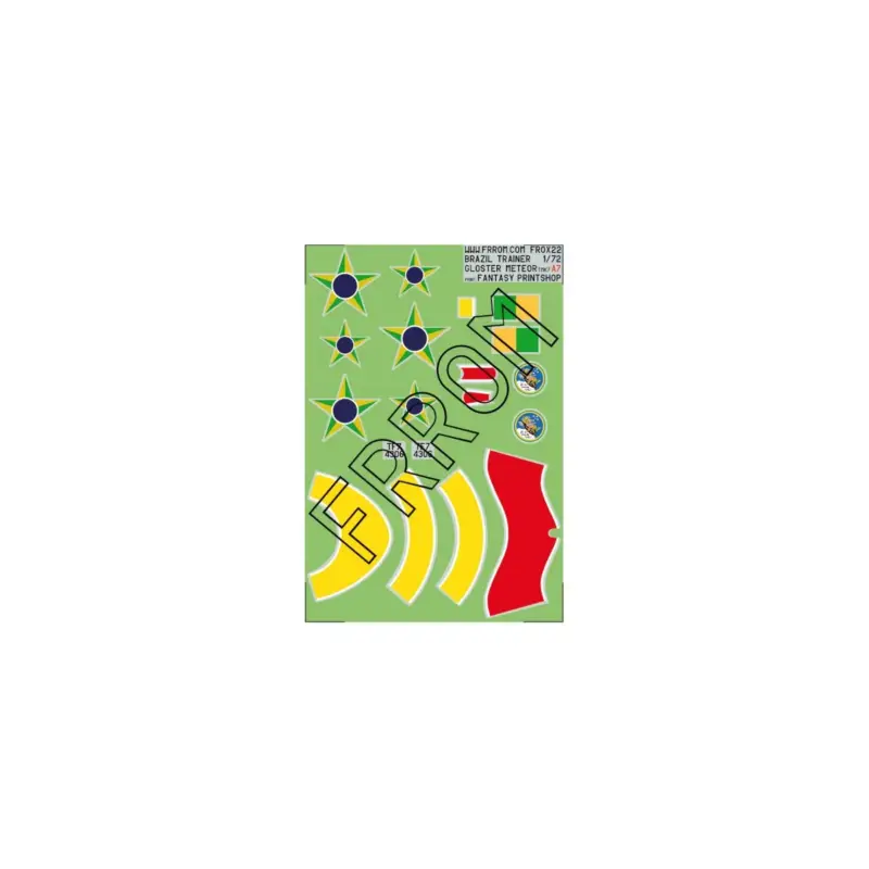 Uitverkoop Frrom fr0x22 brazil meteor t.mk.7 aircraft decals (size a7).