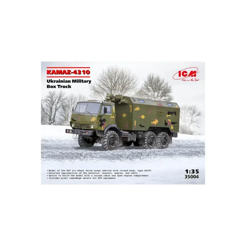 Premium Icm 35004 model kamaz-4310, ukrainian military box truck 1/35 Schaalmodel