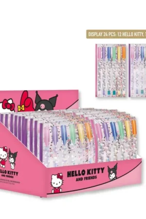 HELLO KITTY & KUROMI - Display of 24 Packs of 6 Multi-color Gel Pens Gratis Retour