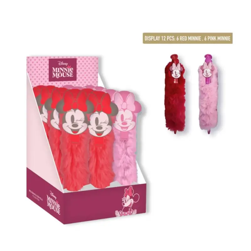 MINNIE - Display of 12 Large Fluffy Pens Lage Prijs