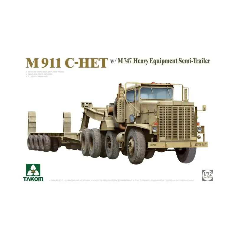 Merkproduct TAKOM MODEL: 1/72; 1/72 M911 C-HET w/M747 Heavy Equipment Semi-Trailer Schaalmodel