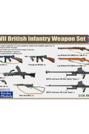 GECKO: 1/16; WWII British Infantry Weapon & Accessories Set Schaalmodel Betaalbaar