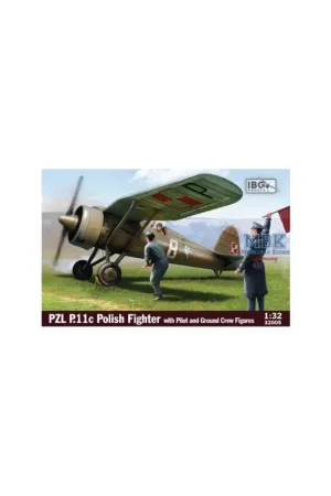 PZL P.11c Polish Fighter w/ Pilot and Ground Crew Schaalmodel Exclusieve Aanbieding