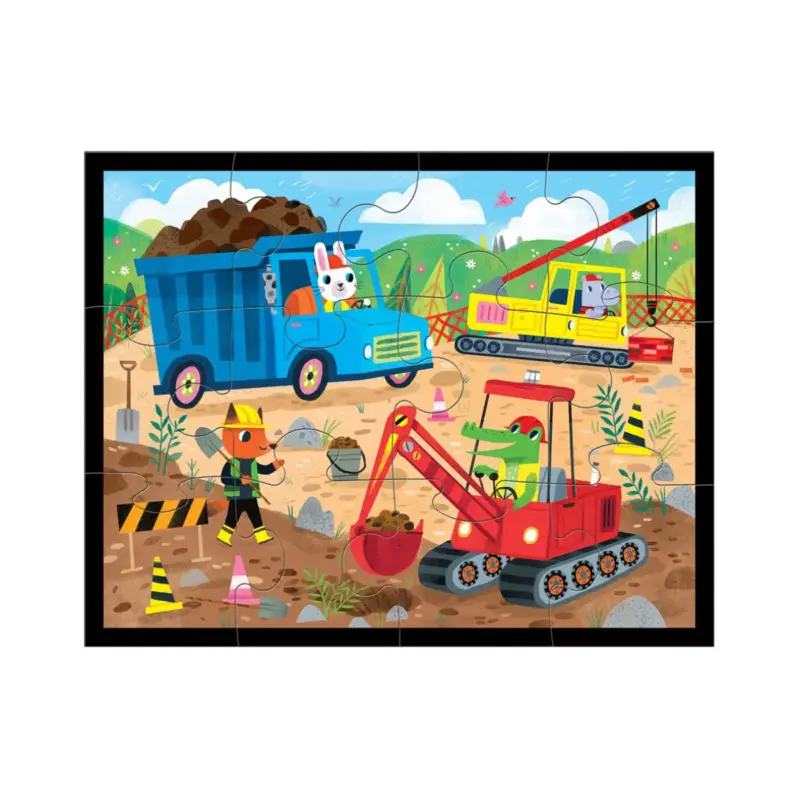 Mudpuppy Puzzle: CONSTRUCTIE 36x28cm, 12 stukjes, puzzel in een ziplock zakje 27x18,5cm, 2+ Koopje