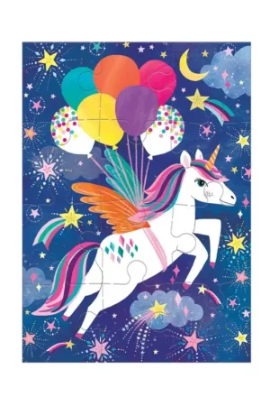 Mudpuppy Puzzle: UNICORN VERJAARDAG wenskaart 13x18cm, 12 stukjes, 3+ Seizoensaanbieding
