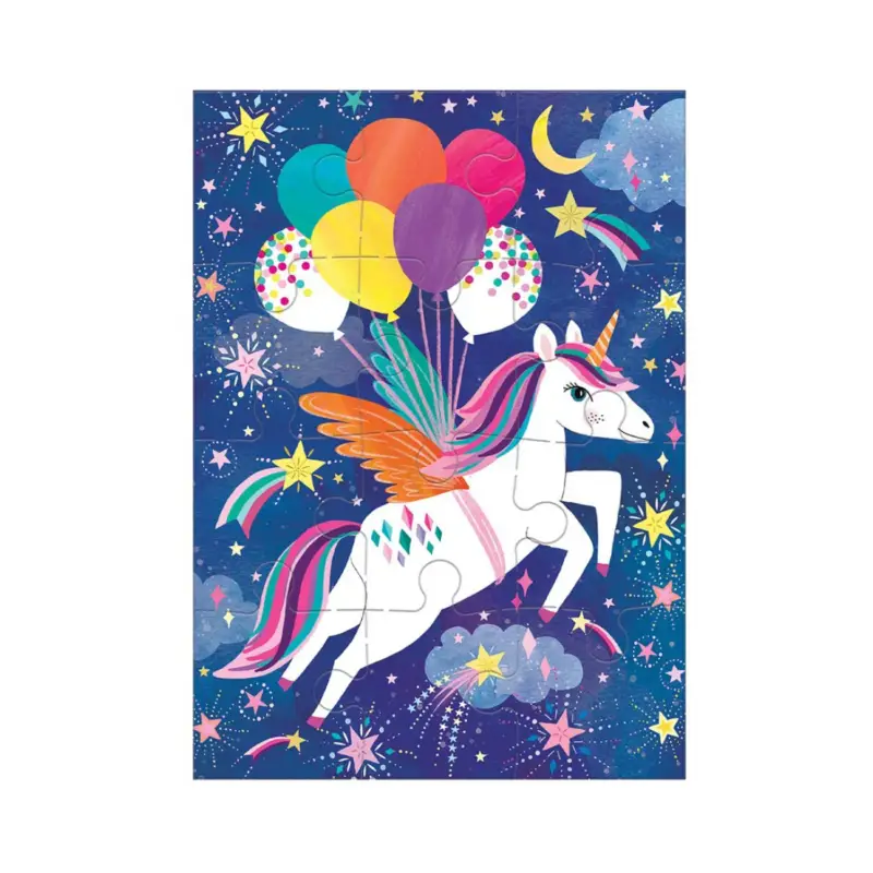 Mudpuppy Puzzle: UNICORN VERJAARDAG wenskaart 13x18cm, 12 stukjes, 3+ Seizoensaanbieding