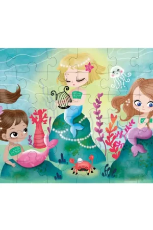 Koop Vandaag Mudpuppy Puzzle: MERMAIDS 30,5x23cm, 36 stukjes, puzzel voor onderweg, in een katoenen tas 16,5x19cm, puzzel 30,5 x 23cm, 3+