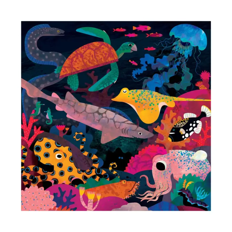 Mudpuppy Puzzle: OCEAN glow-in-the-dark 51x51cm, 500 stukjes, in een doos van 20x20x5cm, 8+ Snelle Levering