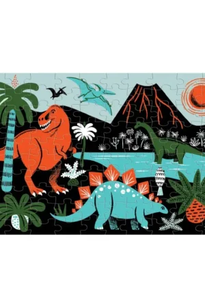 Mudpuppy Puzzle: Glow-in-the-Dark Dinosaurussen 45x30cm, 100 stukjes, in een doos 19x13x9cm, 5+ Lage Kosten