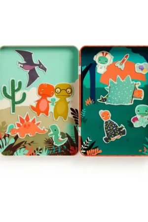 Actieprijs Mudpuppy Magnetic: KLEINE T-REX SPEELSET, met 45 magneten, 2 sets en 2 figuren, in een metalen doos 16x22x2,5cm, 4+