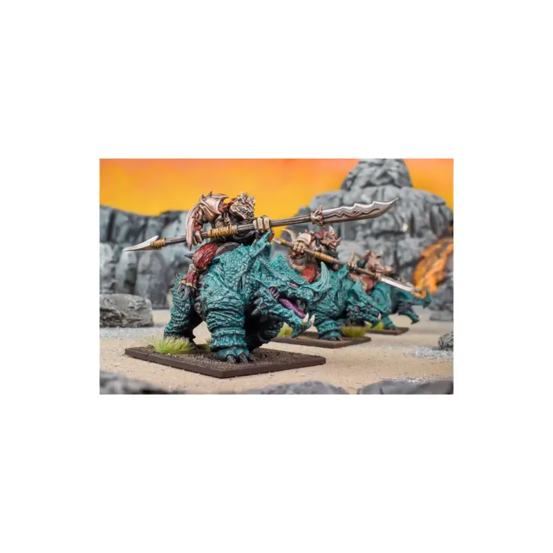 Weekendaanbieding KINGS OF WAR - SALAMANDERS - RHINOSAUR RIDER REGIMENT (Mantic Direct) Figuurtje