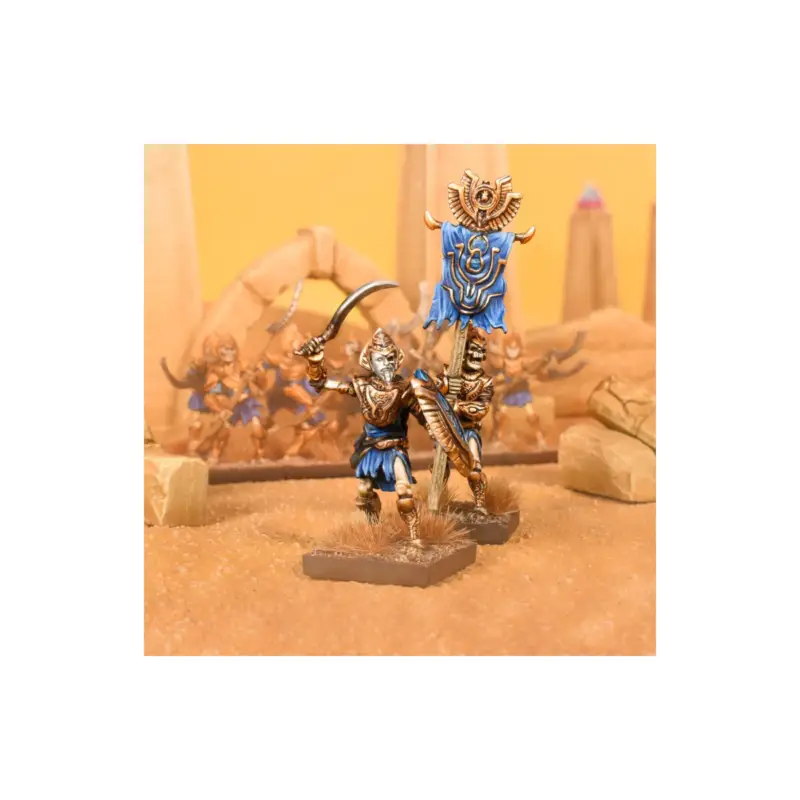 KINGS OF WAR - EMPIRE OF DUST - REVENANT CHAMPION / UNDEAD STANDARD BEARER (Mantic Direct) Lage Prijs