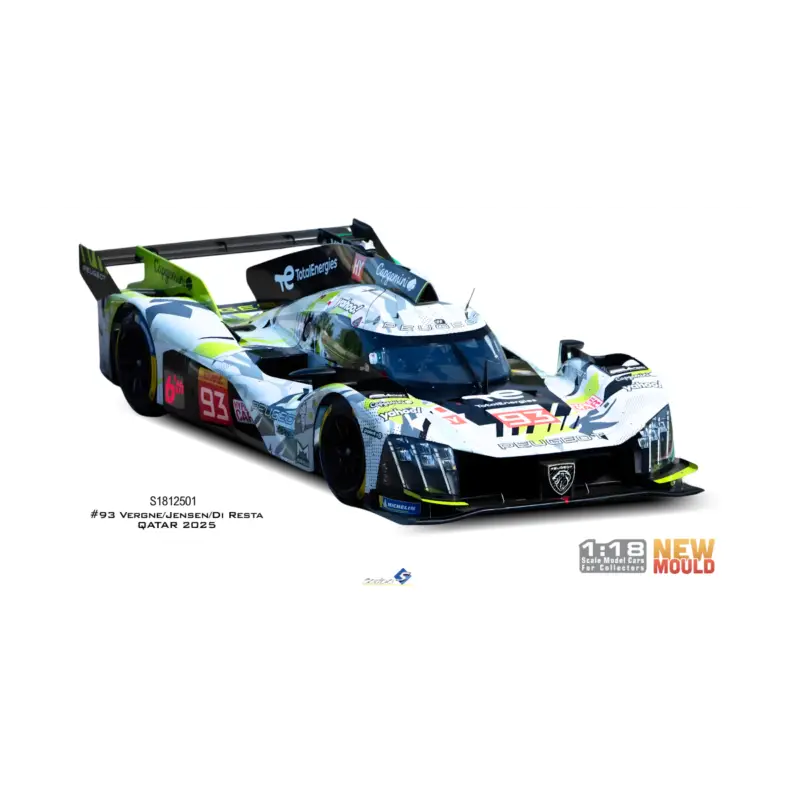 Solido 1812501 peugeot 9x8 grey vergne / jensen / di resta 93 qatar 2025 1/18 Miniatuur Meest Verkocht