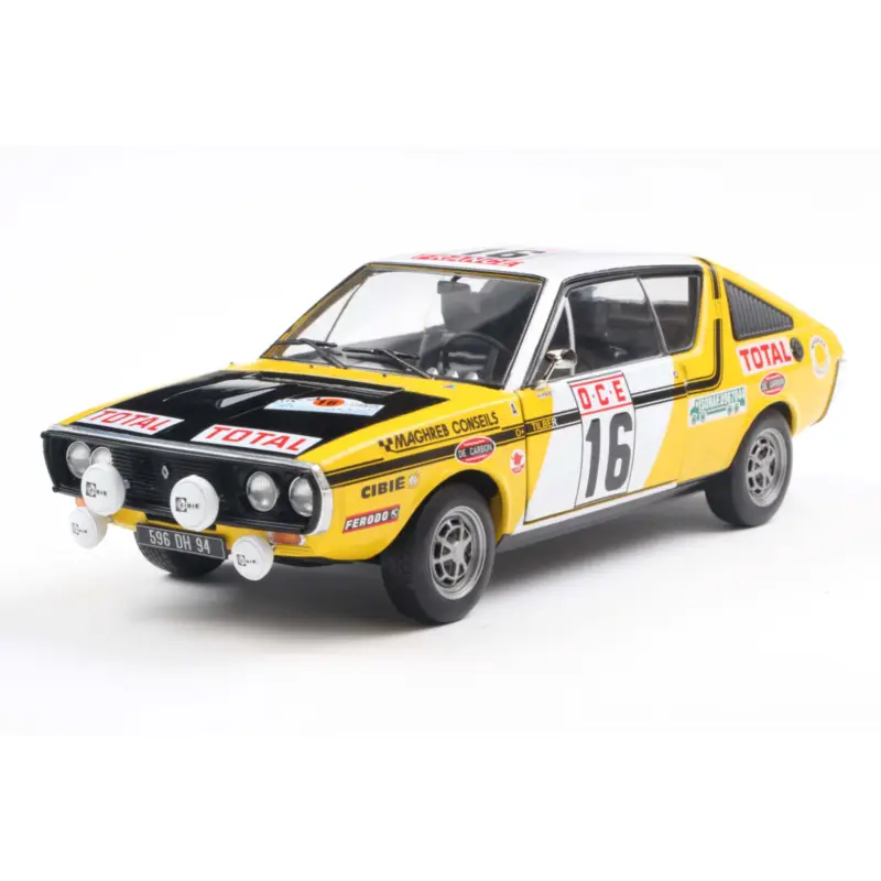 Renault 17 ph.1 yellow 23 prive/ tilbert rallye du maroc 1976 1/18 Miniatuur Flitsaanbieding