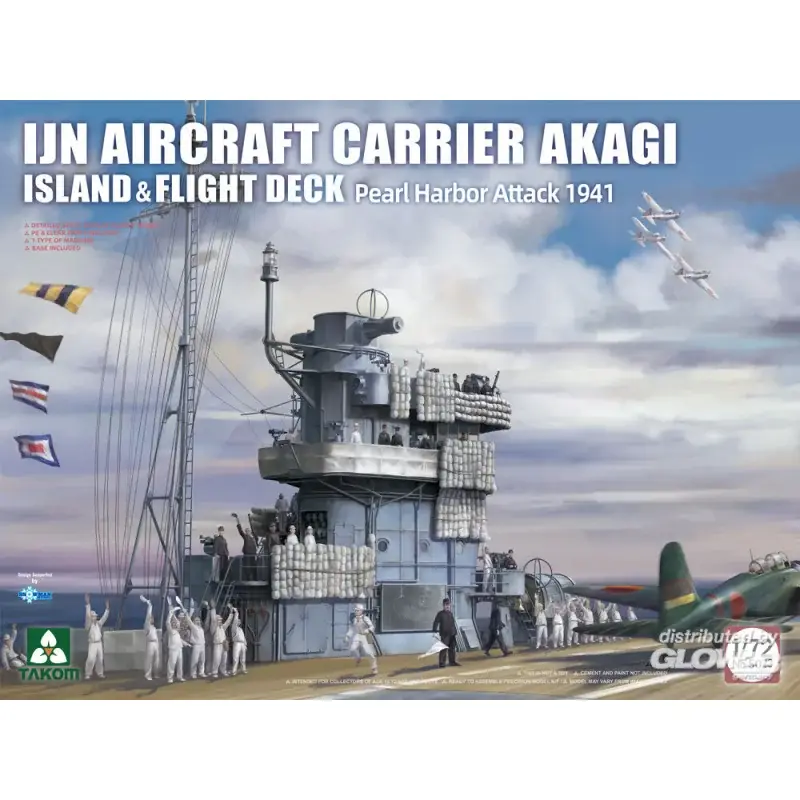 IJN Aircraft Carrier Akagi Island & Flight Deck Pearl Harbor Attack 1941 Schaalmodel Nieuw