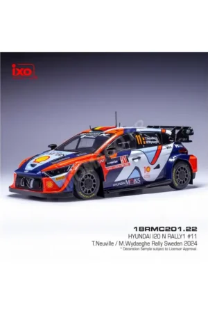 Hyundai i20 n rally 1 11 thierry neuville/martijn wydaeghe sweden rally 2024 Miniatuur Nieuw