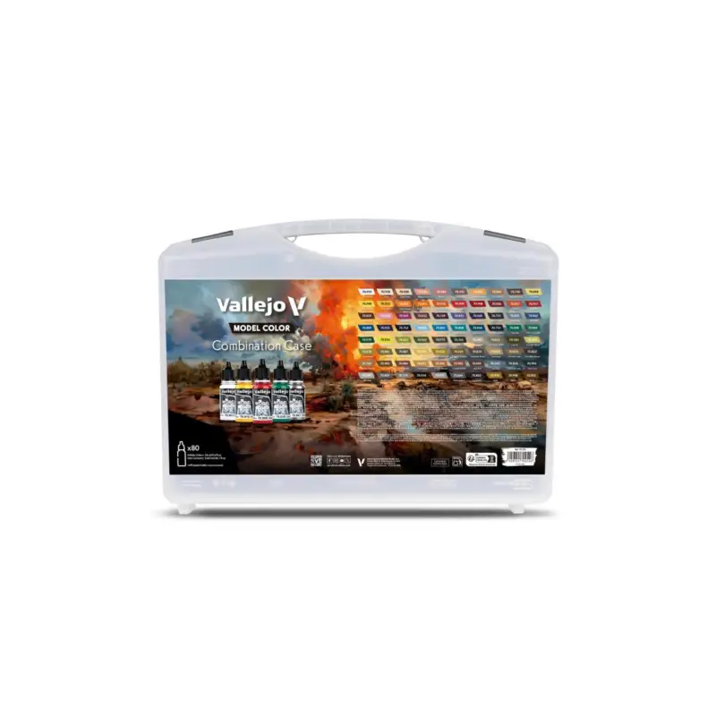 Weekendaanbieding Vallejo MODEL COLOR Combination Case. Bevat: 80 kleuren geselecteerd voor BSL-combinaties (basis-, schaduw- en lichte tinten)
