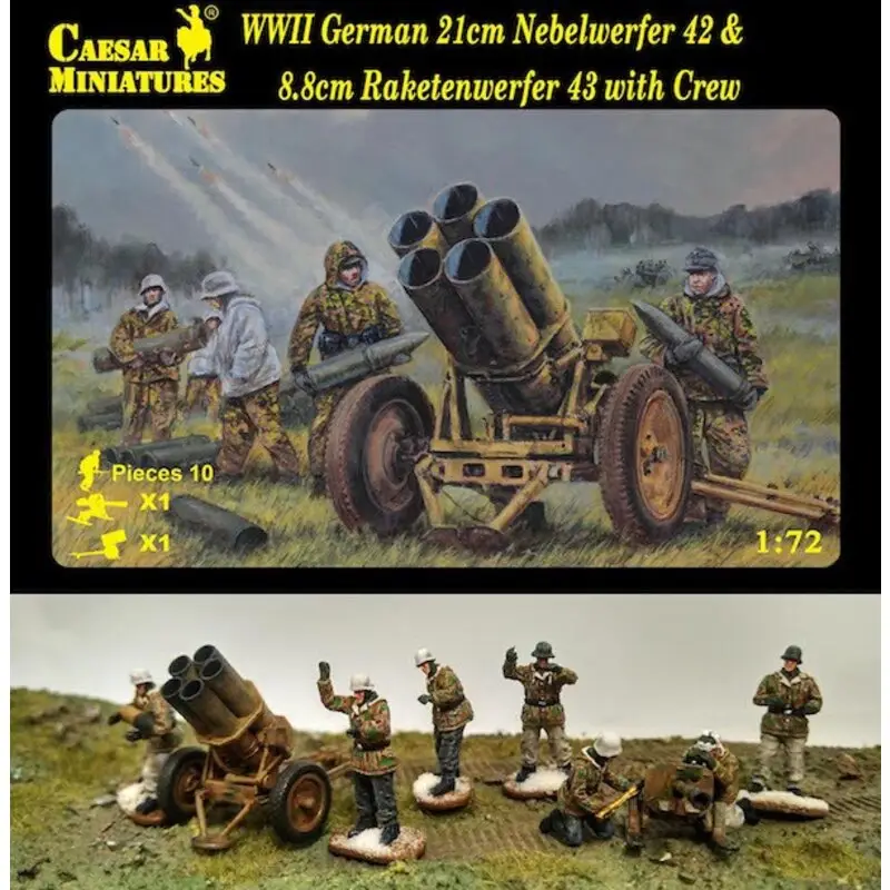 Seizoensaanbieding WWII Duitse 21cm Nebelwerfer 42 en 8,8 cm Raketwerfer 43 met bemanning Figuren