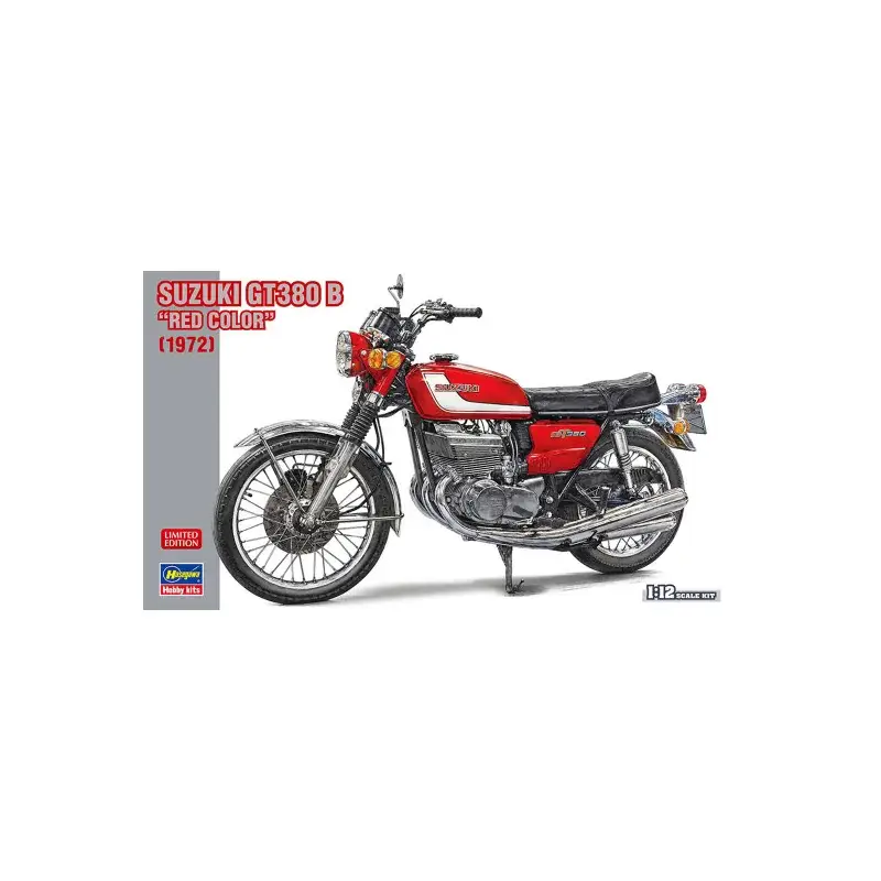 Gereduceerde Prijs Suzuki GT380 B “Red” 1:12 Plastic Motorcycle Model Kit Schaalmodel