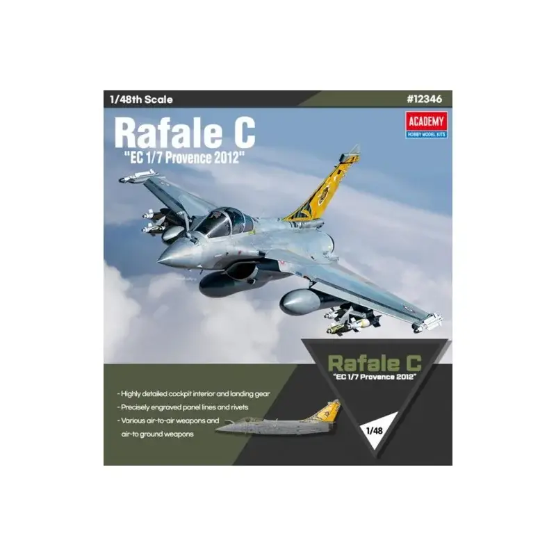 Direct Beschikbaar Kunststof vliegtuigmodel Rafale C "EC 1/7 Provence 2012" Schaalmodel
