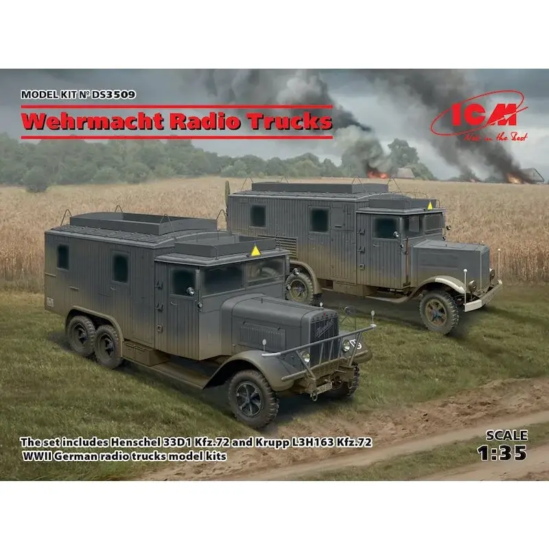 Actieprijs Wehrmacht Radio Trucks x 2 (Henschel 33D1 Kfz.72, Krupp L3H163 Kfz.72) Diorama-set