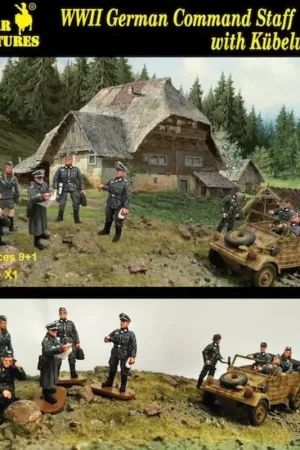Duitse Command Staff met Kubelwagen (WOII) Figuren Beperkt Aanbod