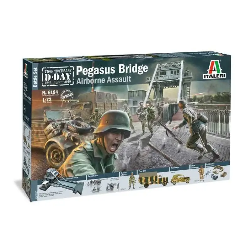 Pegasus-brug Zweefvliegtuig AssaultPegasus-brug (MDF-lasersnijmachine) Britse parachutisten Duitse Parachutisten3 x Duitse gewer Hoge Kwaliteit