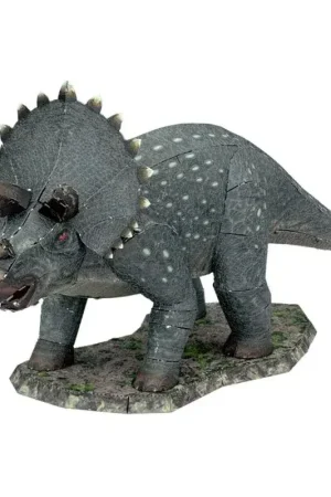 Express Levering MetalEarth Dinosaurs: TRICERATOPS 13,2x7,8x2,4cm, 3D metalen model met 3 vellen, op kaart van 12x17cm, 14+