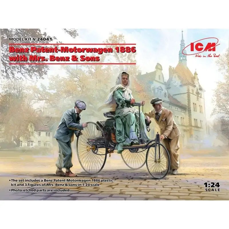 Alleen Vandaag ICM 24041 - Benz Patent-Motorwagen 1886 met Mevr. Benz & Zonen (100% nieuwe mallen) 1/24