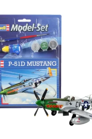 Model Set P-51D Mustang - box containing the model, paints, brush and glue Schaalmodel Beperkt Aanbod