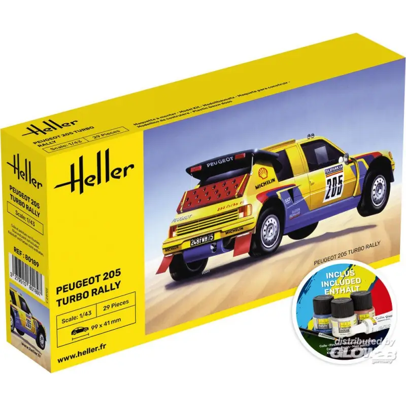 STARTPAKKET Peugeot 205 Turbo Rally Schaalmodel Op = Op