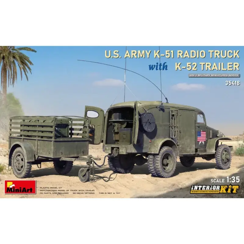 Laatste Versie 1:35 US Radio Truck K-51 met aanhanger K-52 Schaalmodel