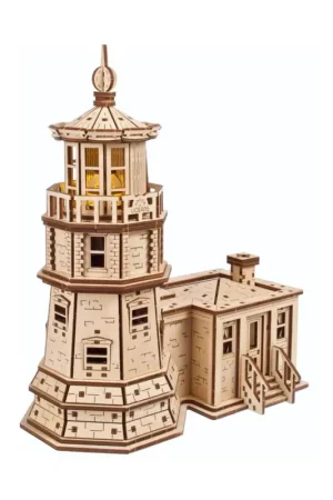 UGEARS Mechanische modellen: SPLIT ROCK KOPLAMP met LICHT 19,8x24x11,6cm, 295 stuks, montagetijd 6 uur, gemaakt van hout, werkt Populair