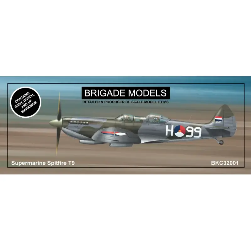 Bestel Nu Supermarine Spitfire Mk.IX Tr.2 seat conversion with Irish, Dutch and UK preserved aircraft decal schemes (designed to be used w