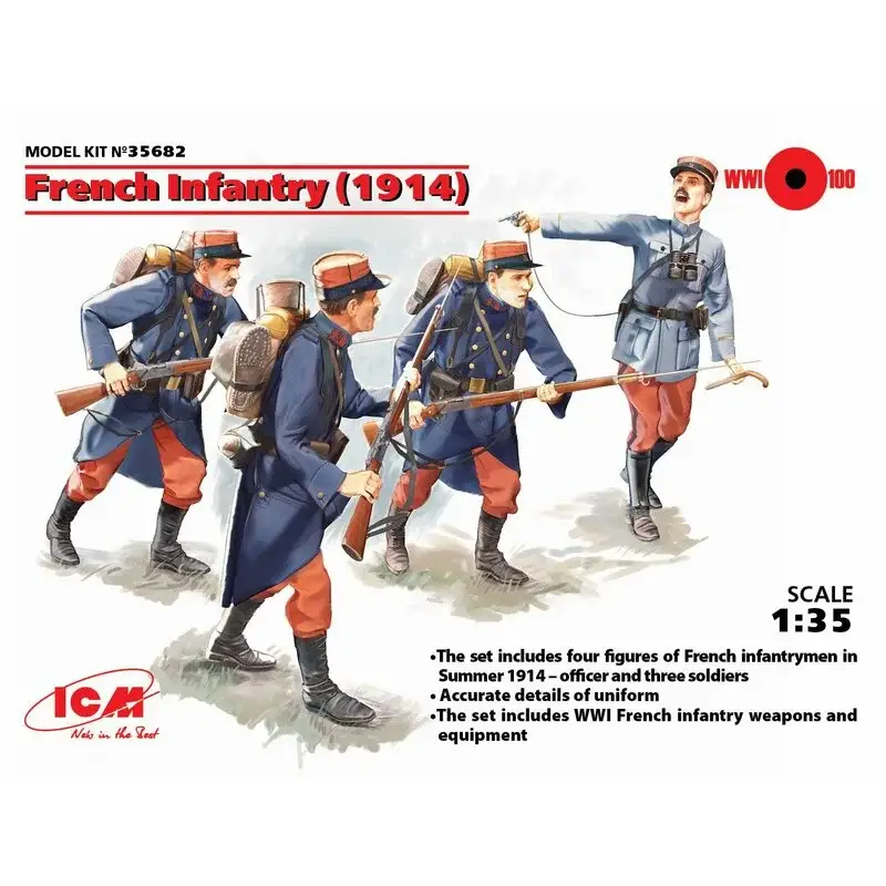 Franse Infanterie 1914 (4 x Cijfers) Volledig nieuwe mal kit Figuren Meest Verkocht