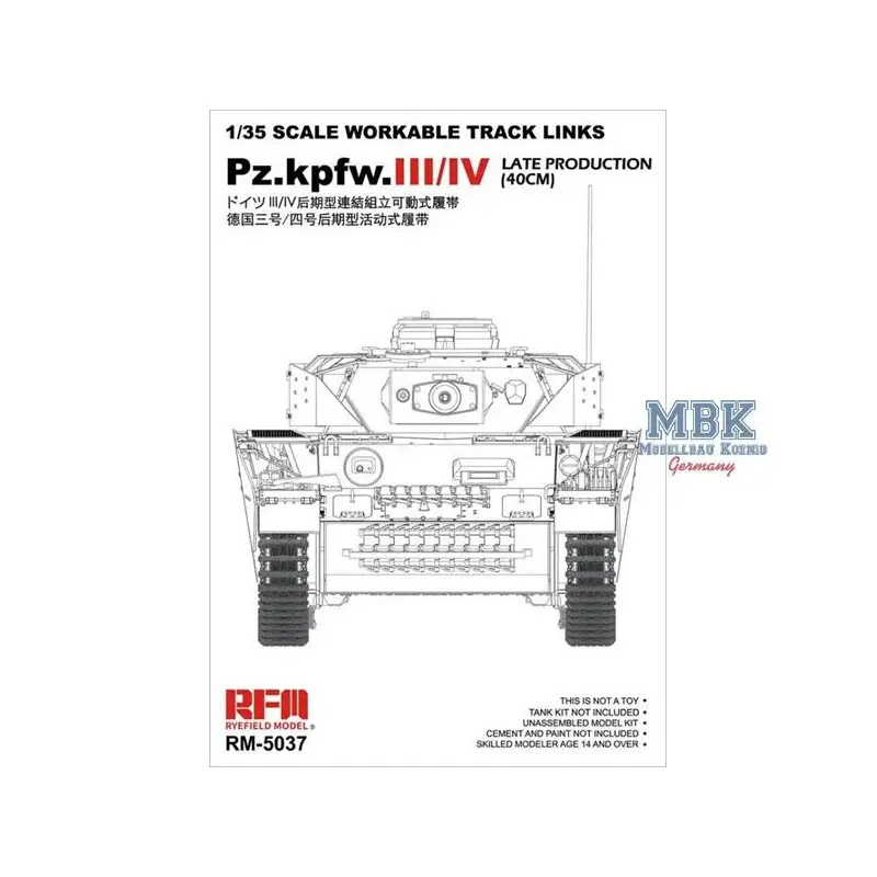 Panzer III / IV late workable tracks 40cm Rupsbanden Betrouwbaar