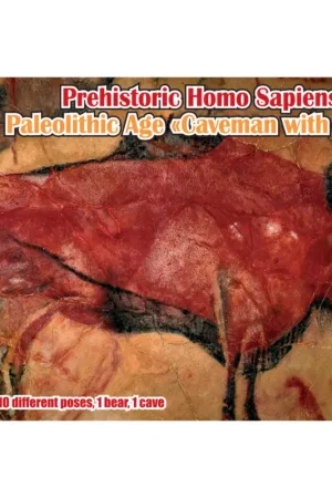 Prehistoric Homo Sapiens - Paleolithic Age Caveman Set 2 'with cave' Figuren Rechtstreeks Van De Fabrikant
