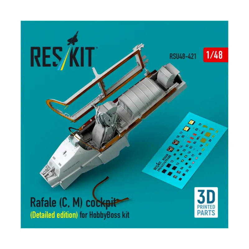 Tijdelijk Beschikbaar Rafale (C, M) cockpit (Detailed edition) for HobbyBoss kit (3D printed)