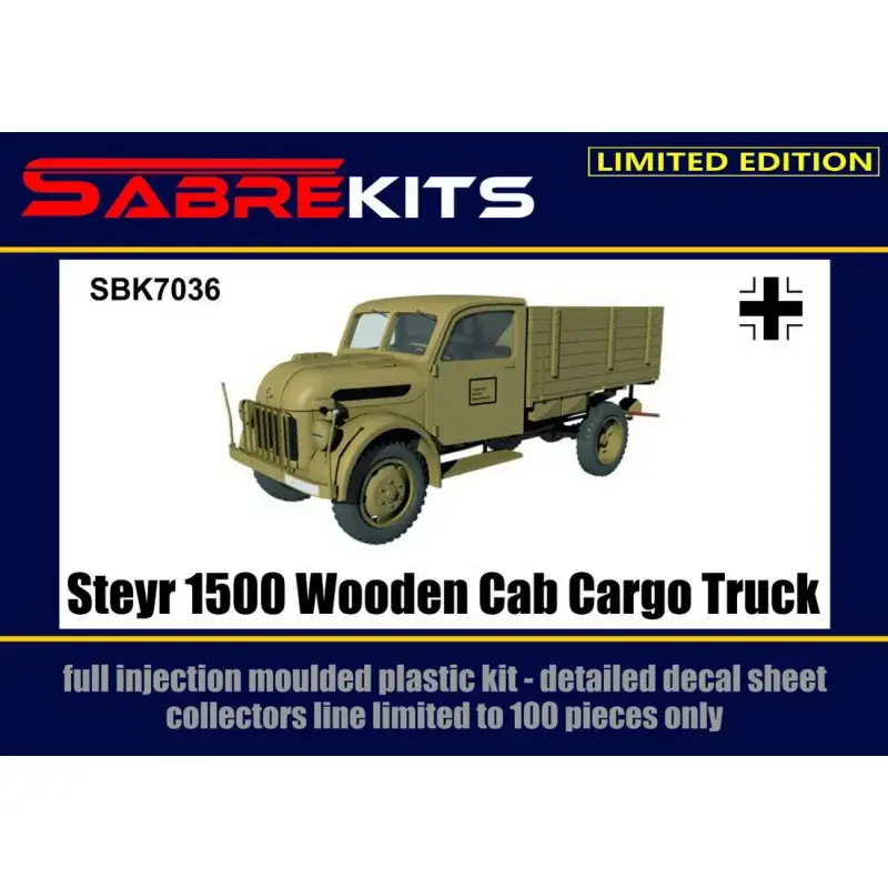 Steyr 1500 Wooden Cab Cargo Truck ex-Special Hobby, new decals Schaalmodel Beperkte Voorraad