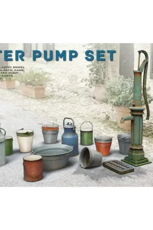 Flitsaanbieding Waterpomp set.Set bevat 52 onderdelen voor het samenstellen van modellen van emmers, blikken, waskom en waterpomp.