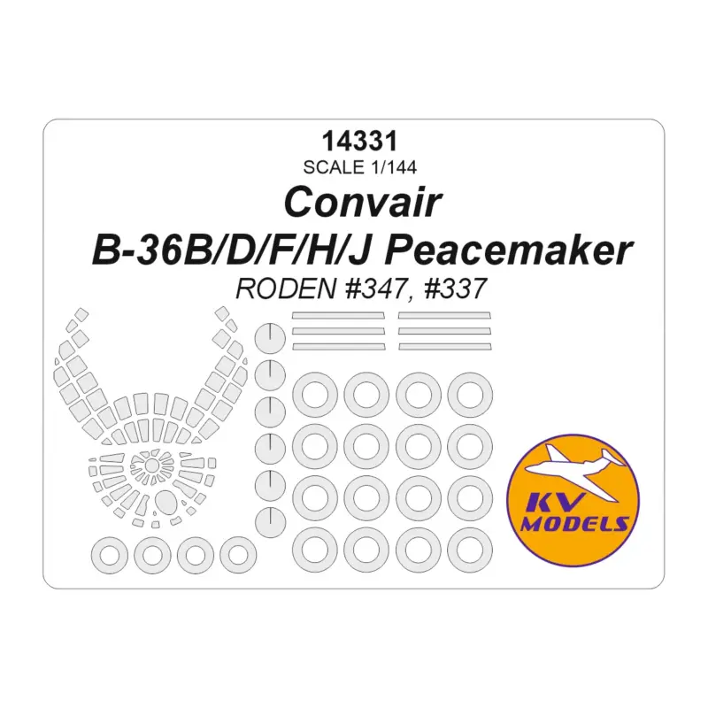 Convair B-36B/B-36D/B-36F/B-36H/B-36J Peacemaker (RODEN ROD347, 337) + wheels masks Tijdelijk Beschikbaar