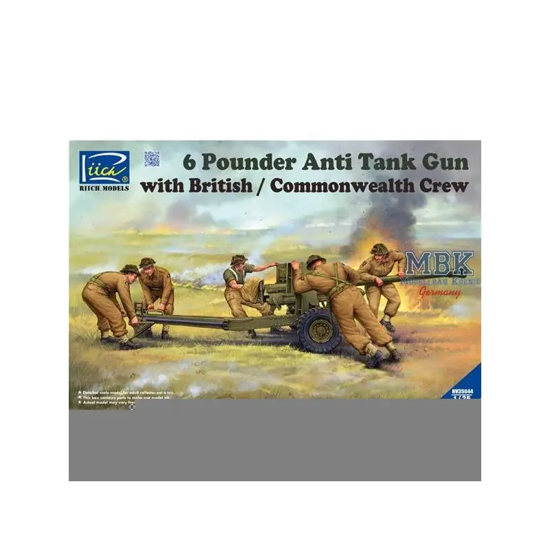 Speciale Aanbieding 6 Pounder Infantry Anti-tank Gun with Brit. Crew Schaalmodel