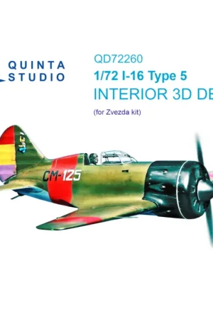 Gecertificeerd Polikarpov I-16 Type 5 3D-Printed & coloured Interior on decal paper (designed to be used with Zvezda kits)
