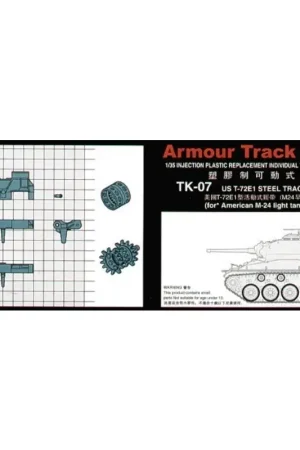 Uitverkoop US T-72E1 M24 Chaffee (Early) Steel type. (injection moulded) Rupsbanden
