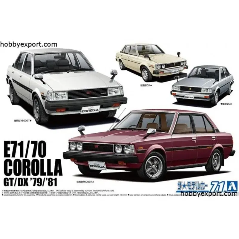 Toyota e71.70 corolla sedan gt dx 1979 tot 1981 Schaalmodel Op = Op