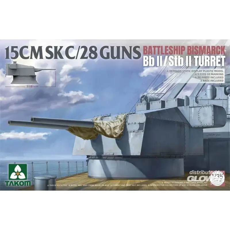 15CMSK C/28 KANONNEN SLAGSCHIP BISMARCK Bb II / Stb II Turret Model van vuurwapen Koopje