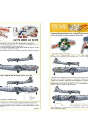Nu Kopen Sticker Boeing B-29 Super Fortress (4) 42-24895 73 BW/498 BG ′Lucky Leven′; 42-24877 3rd Photo Recon Squadrond ′Double Exposure′