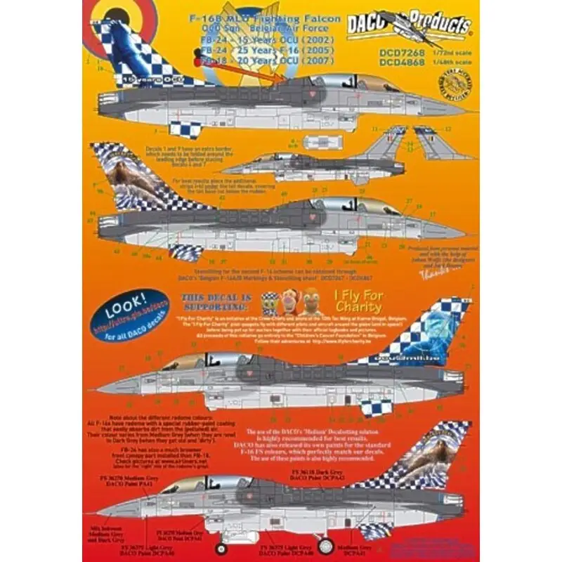 Betrouwbaar Sticker General Dynamics F-16B MLU Fighting Falcon OCU Squadron Belgian Air Force Decal